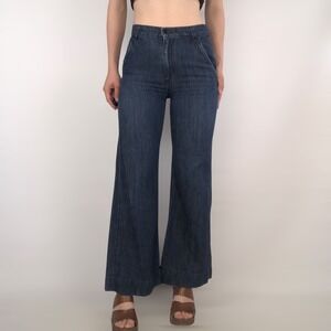 ASKK NY Linen Denim Trouser Indigo Blue Wide Leg High‎ Waist size 24
